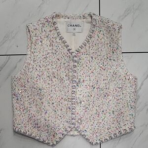 CHANEL Multicolor Tweed Tank Top